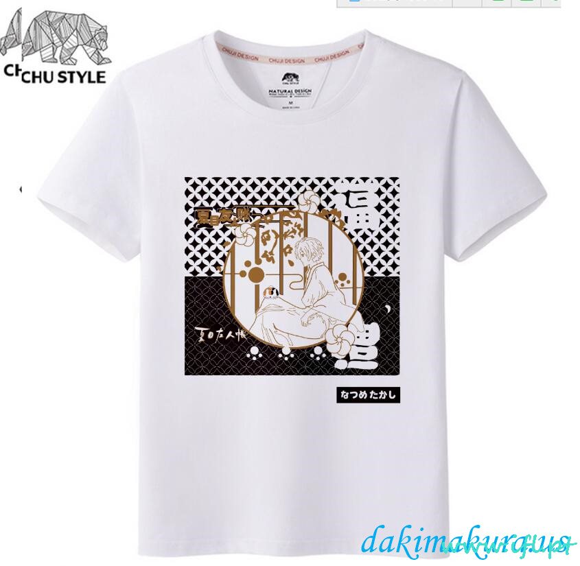 رخيصة Natsume Yuujinchou أبيض Anime T-shirts من خزف صينيّ مصنع