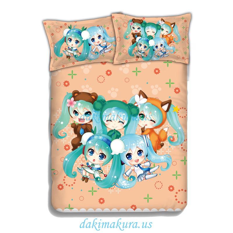 رخيصة Miku Hatsune - Vocaloid اليابانية أنيمي ورقة السرير غطاء لحاف مع وسادة تغطي من مصنع الصين