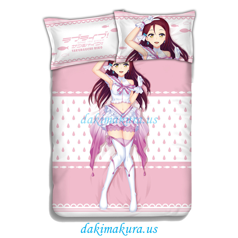 رخيصة Sakurauchi Riko-lovelive Sunshine Anime 4 قطعة طقم سرير، ملاءة سرير دثار تغطية مع وسادة يغطّي من خزف صينيّ مصنع