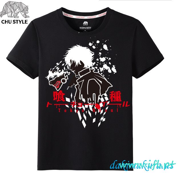 евтини Tokyo Ghoul черни мъжки аниме тениски от Китай фабрика