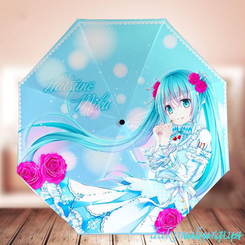 Bon Marché Hatsune Miku - Anti-uv Imperméable De Vocaloid Ne Fanent Jamais Le Parapluie Pliable Danime De Lusine De Porcelaine