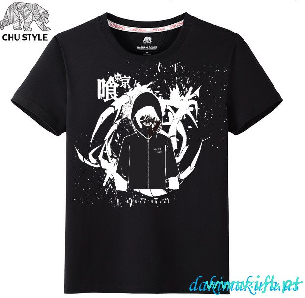 中国の工場から安いtokyo Ghoul黒メンズアニメTシャツ
