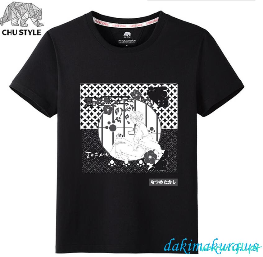 Billig Natsume Yuujinchou Svart Anime Mote T-skjorter Fra Kina Fabrikken