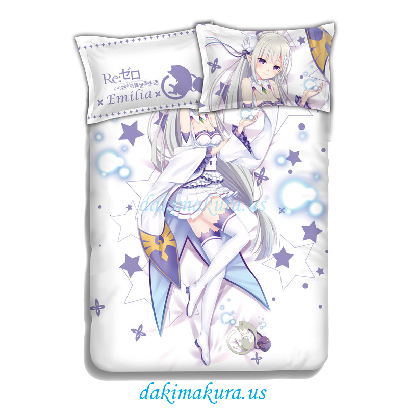 дешевая Emilia - Re Zero Anime 4 штуки комплекты постельных принадлежностей покрывало для одеяла с подушками из фарфорового завода