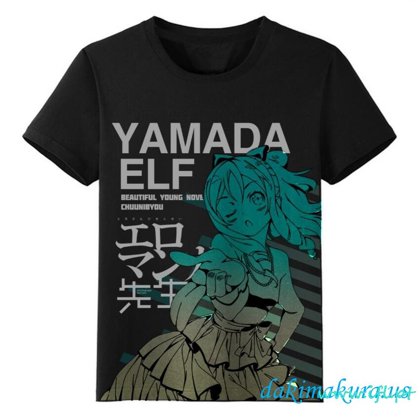 дешевый Yamada логотип черный мужские футболки аниме из фарфорового завода