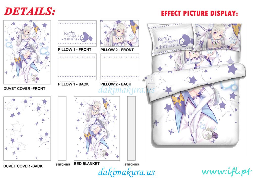 Billiga Emilia - Noll Anime 4 Stycken Sängkläder Sängklädsel Täcke Med Kuddeöverdrag Från Porslinfabrik